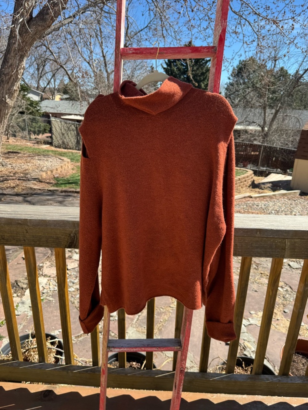 Tibi Rust Button-Shoulder Turtleneck Sweater - Picture 5 of 9